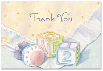 Baby Blocks & Quilt Thank You Note Card