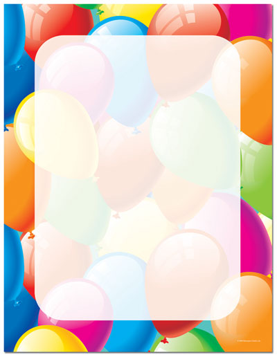 Balloon Border Letterhead - 25 pack