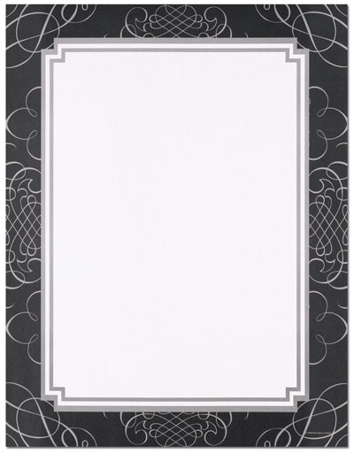 Black & Silver Scrolls Letterhead - 100 pack