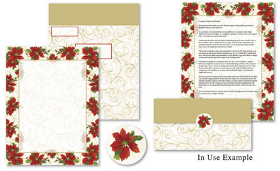 Poinsettia Swirls Self Mailers Kit